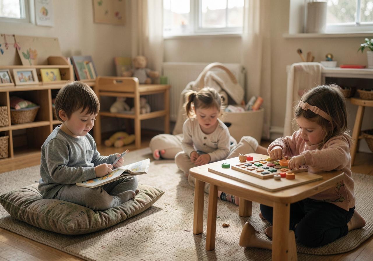 After rest until others wake up children are involved in quiet activities such as reading, playdough, puzzles and more.